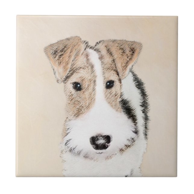 Wire Fox Terrier Painting - Cute Original Dog Art Tile (Front)