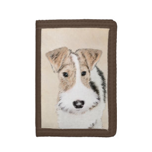 Wire Fox Terrier Painting - Cute Original Dog Art Tri-fold Wallet