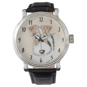 Wire Fox Terrier Painting - Cute Original Dog Art Watch