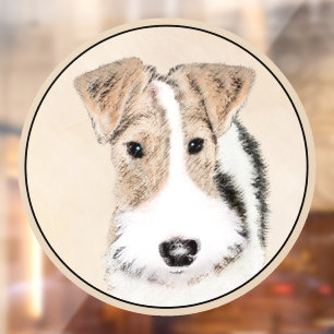 Wire Fox Terrier Painting - Cute Original Dog Art Window Cling