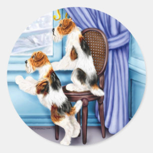 Wire Fox Terrier Parlour Pals Classic Round Sticker
