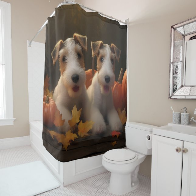 Wire Fox Terrier Puppy Autumn Delight Pumpkin (In Situ)