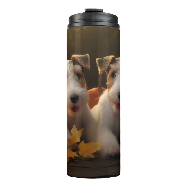 Wire Fox Terrier Puppy Autumn Delight Pumpkin Thermal Tumbler (Front)