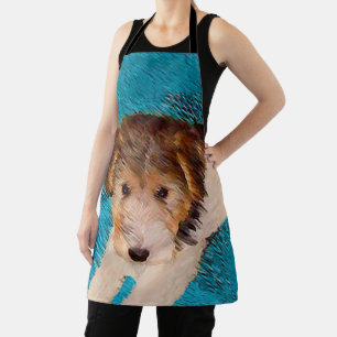 Wire Fox Terrier Puppy Painting - Original Dog Art Apron