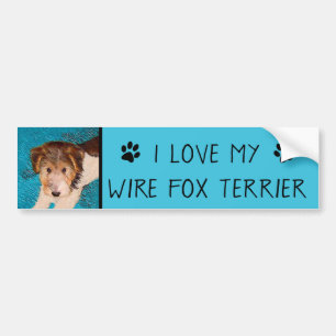 Wire Fox Terrier Puppy Painting - Original Dog Art Bumper Sticker