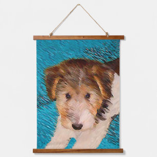 Wire Fox Terrier Puppy Painting - Original Dog Art Hanging Tapestry