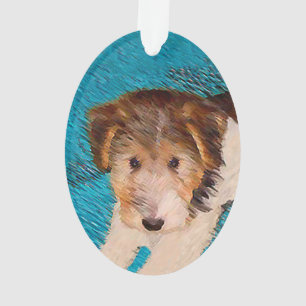Wire Fox Terrier Puppy Painting - Original Dog Art Ornament