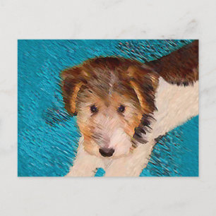 Wire Fox Terrier Puppy Painting - Original Dog Art Postcard