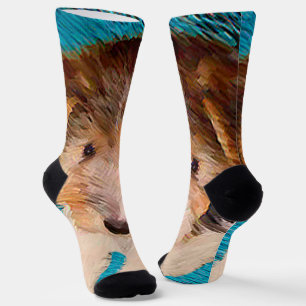 Wire Fox Terrier Puppy Painting - Original Dog Art Socks