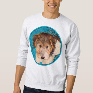 Wire Fox Terrier Puppy Painting - Original Dog Art Sweatshirt
