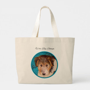 Wire Fox Terrier Puppy Painting tricolor Dog Art Large Tote Bag