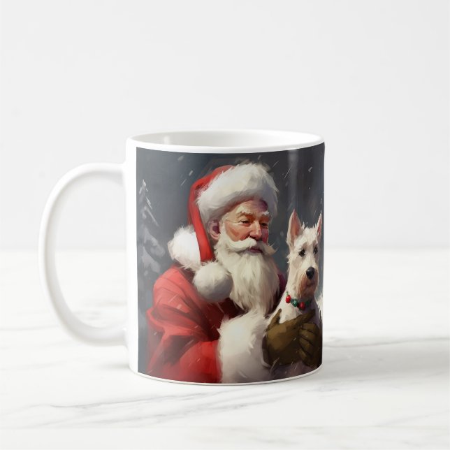 Wire Fox Terrier Santa Claus Festive Christmas Coffee Mug (Left)