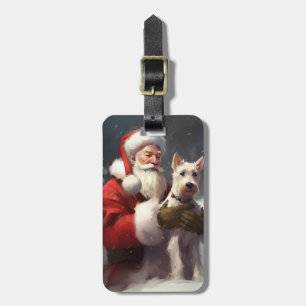 Wire Fox Terrier Santa Claus Festive Christmas Luggage Tag