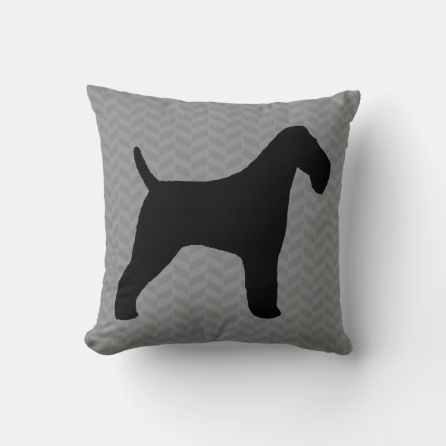 Wire Fox Terrier Silhouette Throw Pillow (Front)