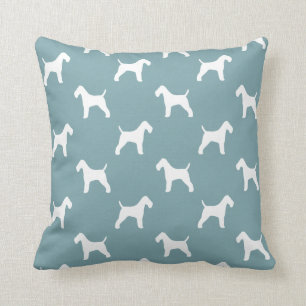 Wire Fox Terrier Silhouettes Pattern Throw Pillow