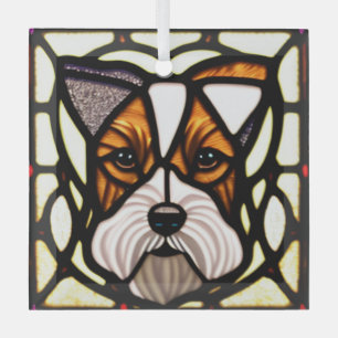 Wire Fox Terrier "Stained Glass" Glass Ornament