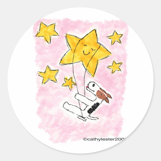 Wire fox terrier swingin' on a star classic round sticker (Front)