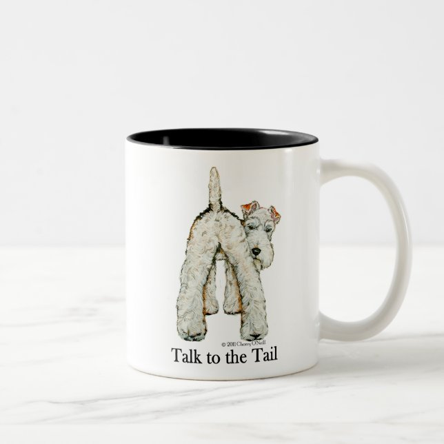Wire Fox Terrier Tail Two-Tone Coffee Mug (Right)