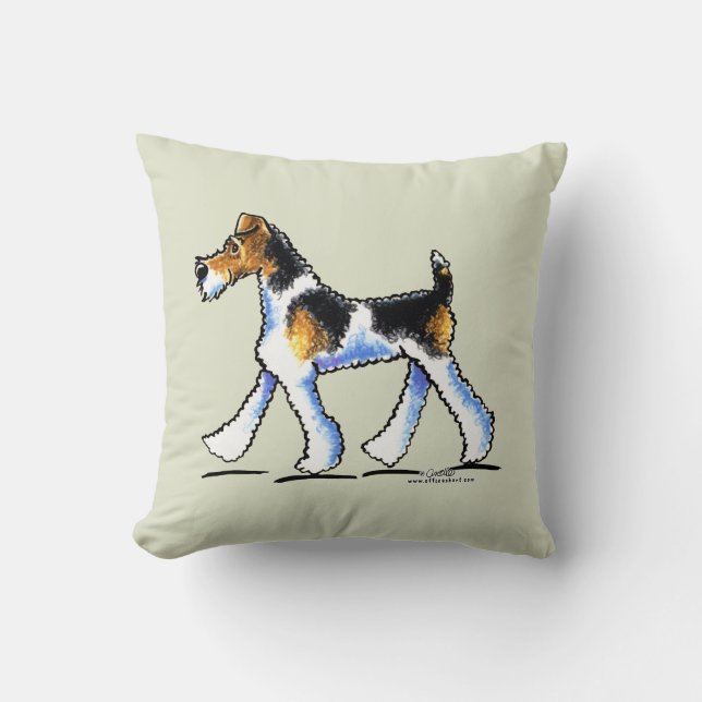 Wire Fox Terrier Trot Throw Pillow (Front)