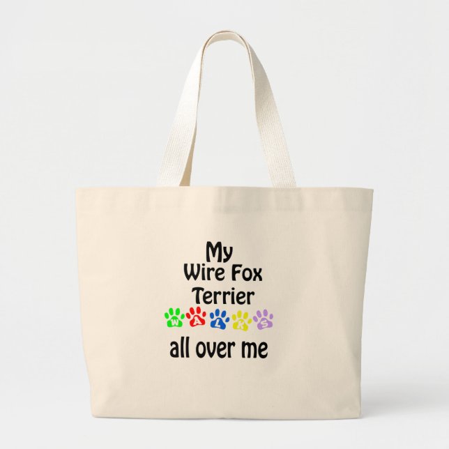 Wire Fox Terrier Walks Design Large Tote Bag (Front)