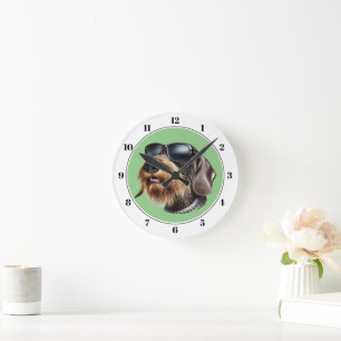 Wire-Hair Dachshund Dog with Sunglasses Round Cloc Clock