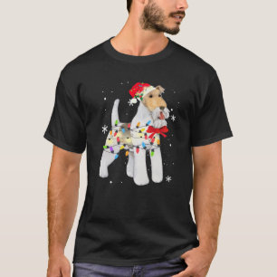 Wire Hair Fox Terrier Dog Christmas Light Xmas Mom T-Shirt