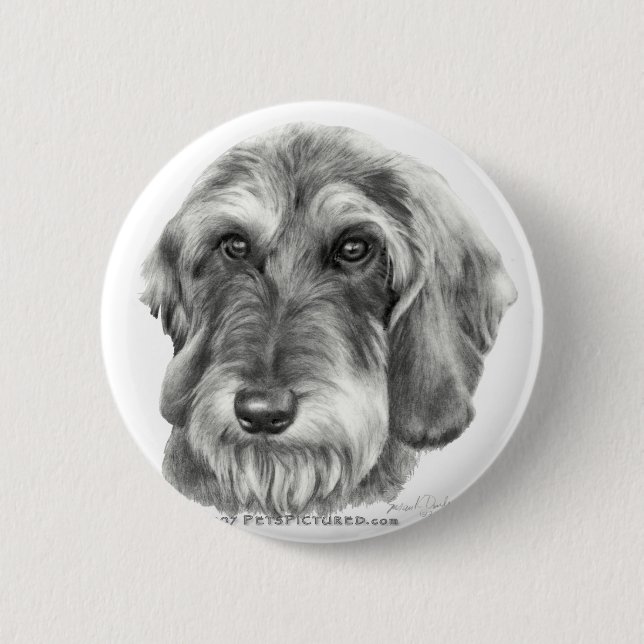 Wire-Haired Dachshund 2 Inch Round Button (Front)