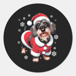 Wire Haired Dachshund Christmas Xmas Classic Round Sticker