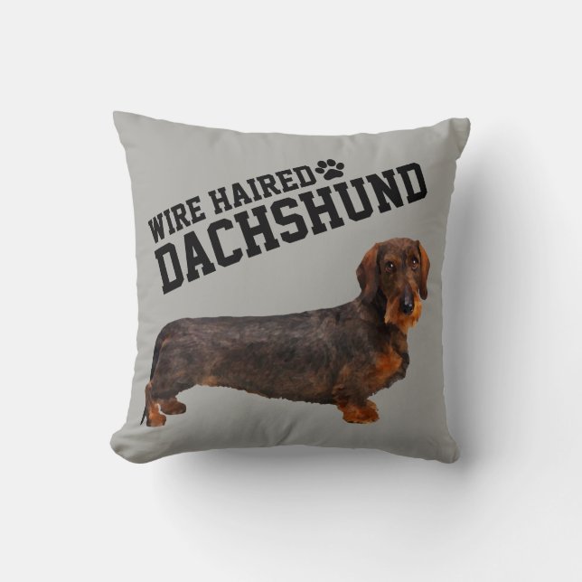 Wire Haired Dachshund Illustrated Pillow (Front)