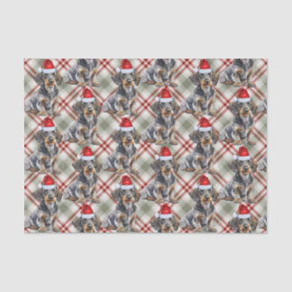 Wire Haired Dachshund Santa Dog Plaid Christmas Tissue Paper