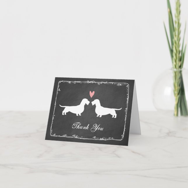 Wire Haired Dachshunds Wedding Thank You Card (Front)