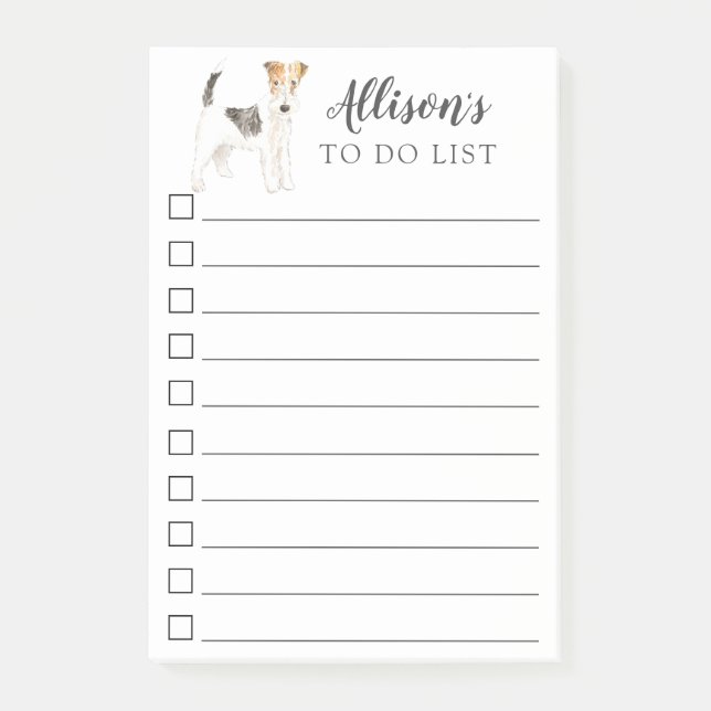 Wire Haired Fox Terrier Personalized To Do List Post-it Notes (Front)