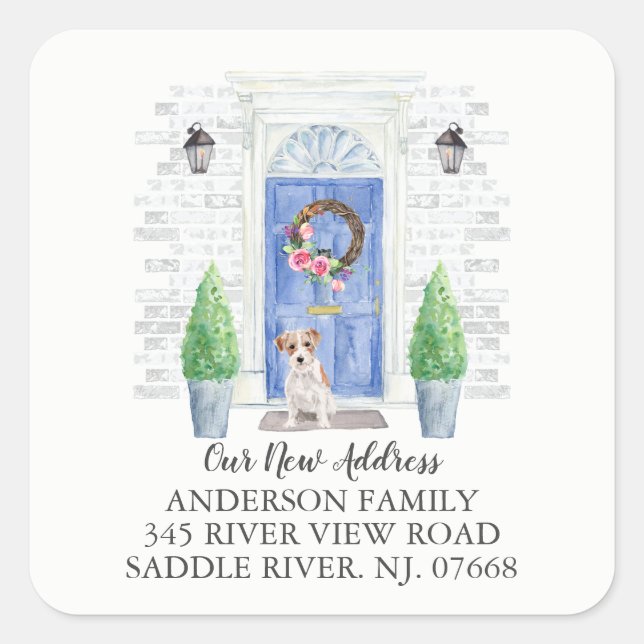 Wire Haired Jack Russell Blue Door Address Label (Front)