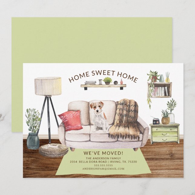 Wire Haired Jack Russell Dog Moving Announcement (Front/Back)