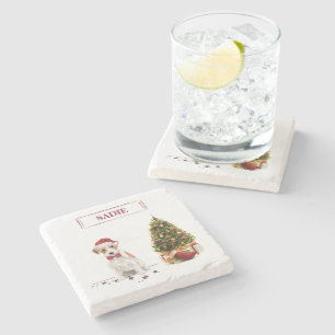 Wire Haired Jack Russell Funny Christmas Dog Stone Coaster