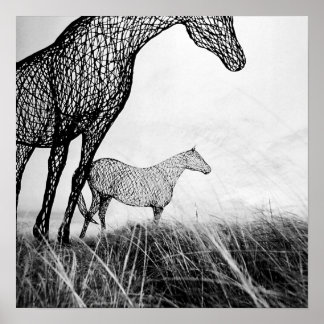 Wire Horses on Canvas by LLR Poster