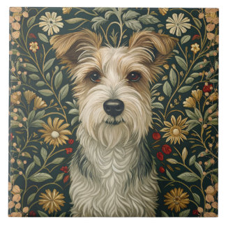 Wire Jack Russell Terrier in Cottagecore Garden Tile