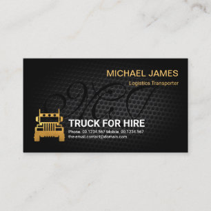 Wire Mesh Texture Stylish Monogram Gold Truck Business Card