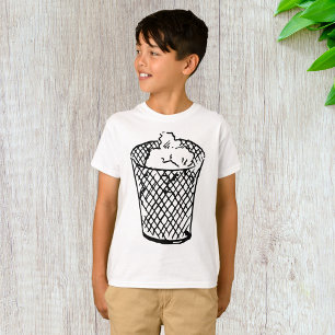 Wire Mesh Waste Basket Black and White Trash T-Shirt