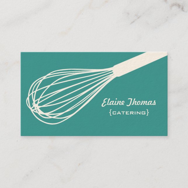 Wire Whisk Catering Card Teal (Front)