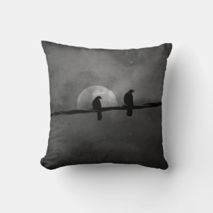 Wired Crows Throw Pillow