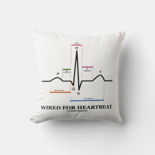 Wired For Heartbeat ECG/EKG Sinus Rhythm Throw Pillow