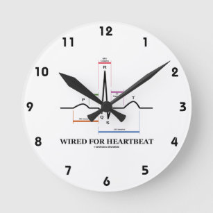 Wired For Heartbeat Electrocardiogram ECG EKG Round Clock
