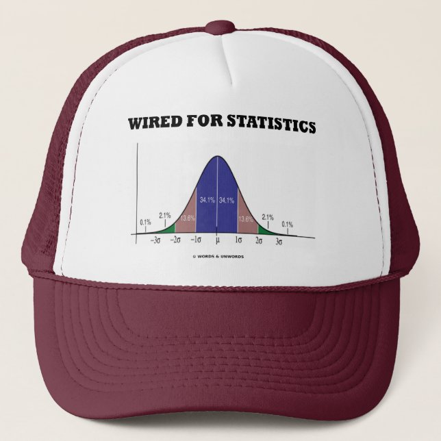 Wired For Statistics (Bell Curve Stats Attitude) Trucker Hat (Front)