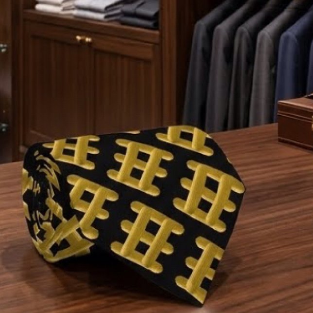 Wired Golden Cord Squared Diagonal Angle Pattern Tie (Creator Uploaded)