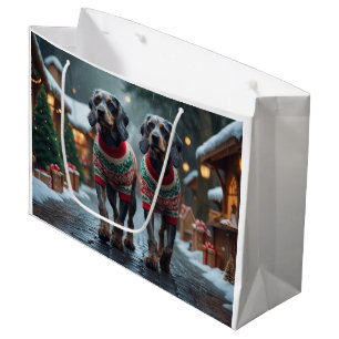 Wired Haired Pointing Griffon Dogs Christmas Snow Large Gift Bag