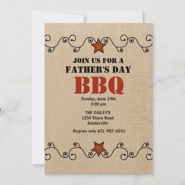 Wired Red Star Father's Day BBQ Invitation (Front)