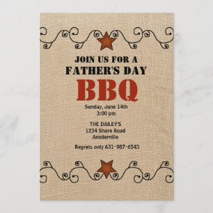 Wired Red Star Father's Day BBQ Invitation