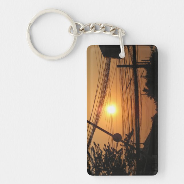 Wired Sunset ... Krung Thep, Thailand Keychain (Front)