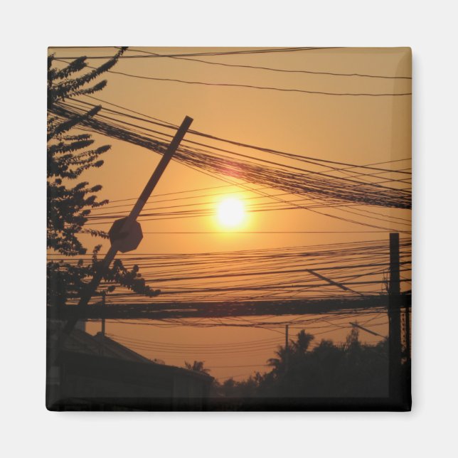 Wired Sunset ... Krung Thep, Thailand Magnet (Front)